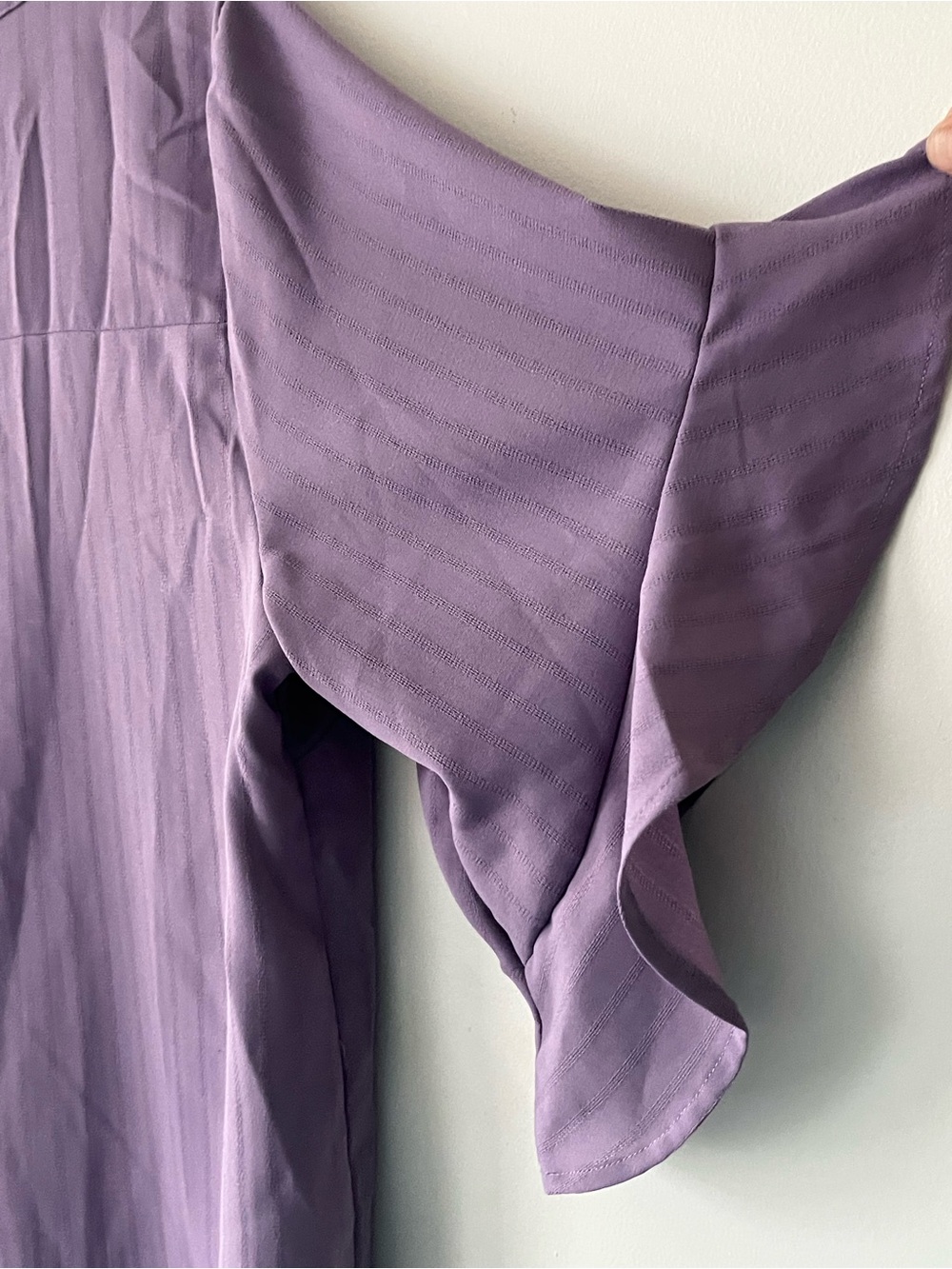 BloomChic Lavender Ruffle Sleeve Pintuck Blouse - Picture 6 of 7